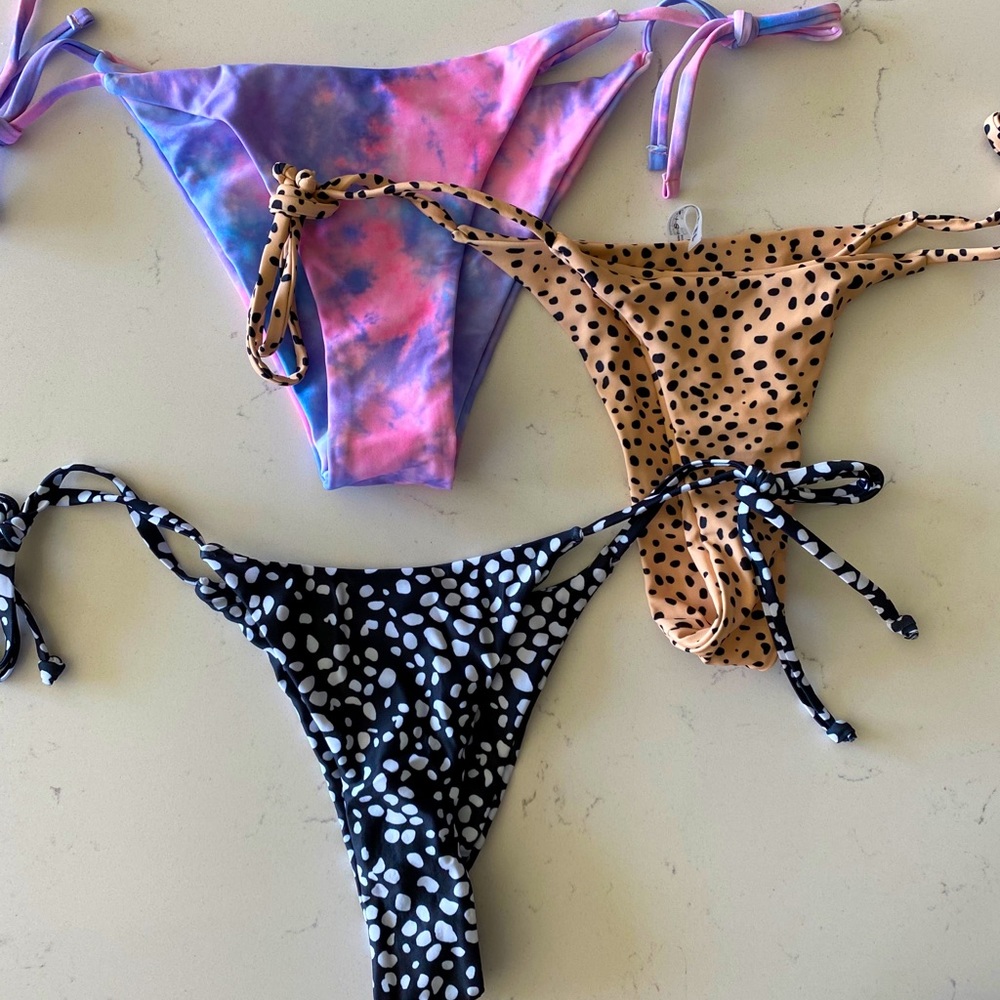 Three (3) high leg bikini bottoms - NEVER WORN